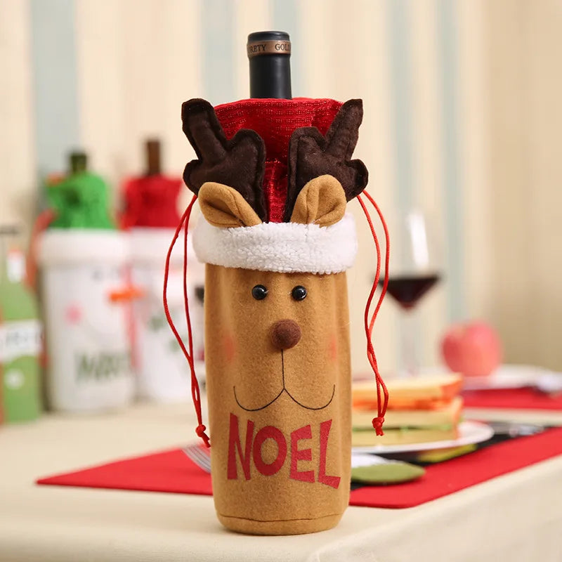 1 Pieces Christmas Wine Bottle Cover,Sweater Wine Bottle Cover Bags Holiday  Wine Bottle Cover Cute Reindeer Wine Bottle Cover for Christmas Party  Decorations Xmas Gift 